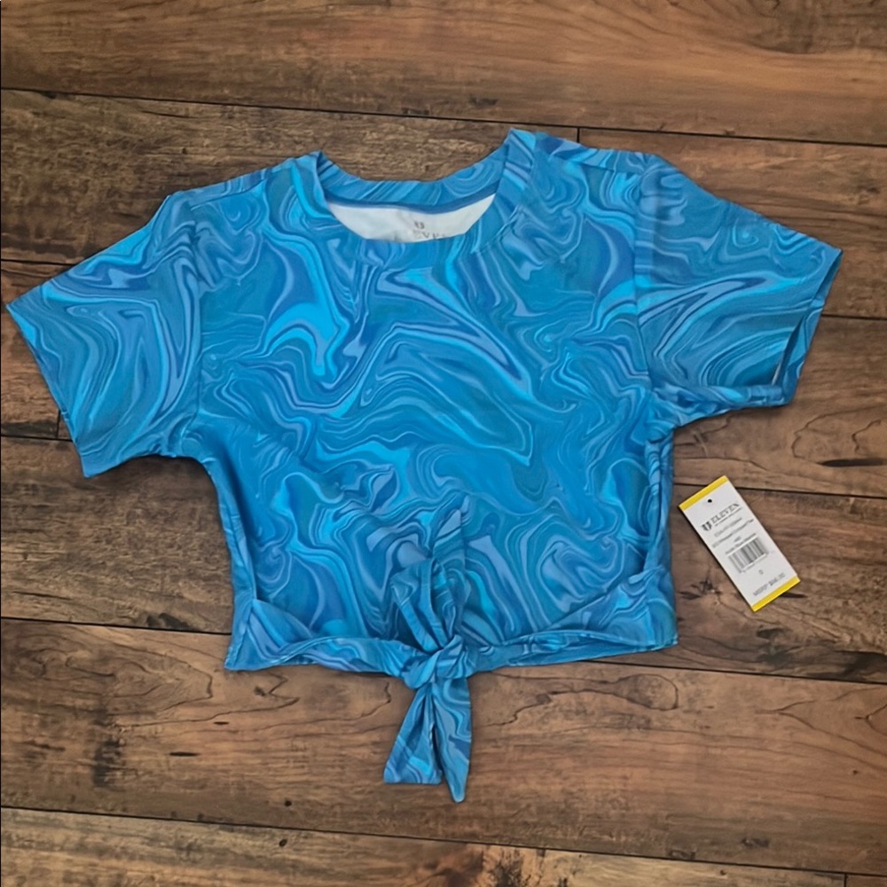 EleVen by Venus Williams Blue Swirl Crop Top